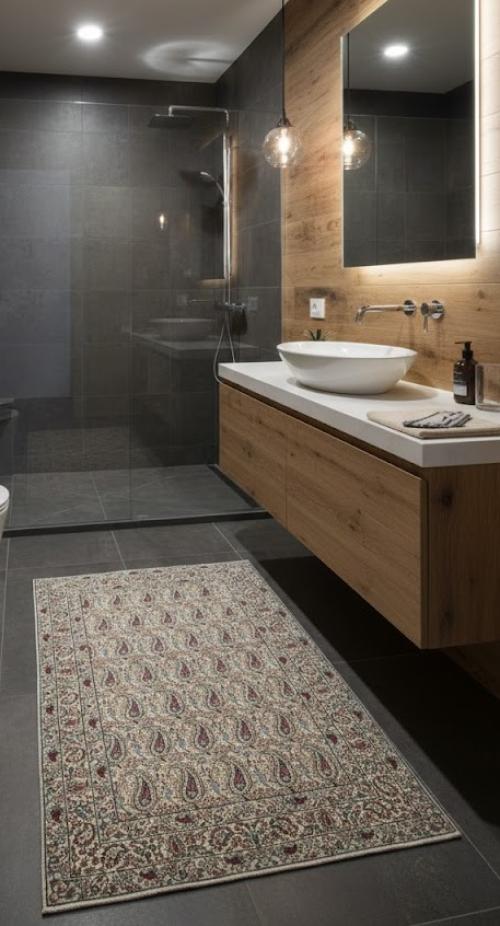 Vintage Beige Floral 3X5 Kashan Boteh Persian Rug