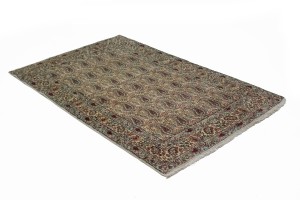Vintage Beige Floral 3X5 Kashan Boteh Persian Rug