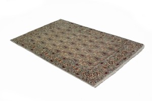 Vintage Beige Floral 3X5 Kashan Boteh Persian Rug