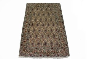 Vintage Beige Floral 3X5 Kashan Boteh Persian Rug