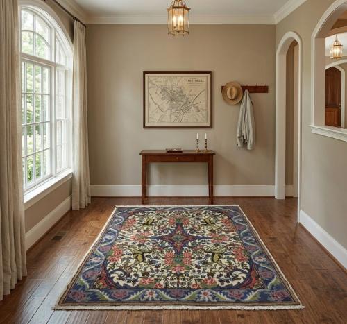 Cream Floral Pictorial 2'6X4 Bidjar Halvaei Persian Rug