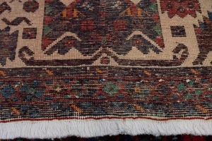 Cream Vintage Tribal Pictorial 3X4 Abadeh Persian Oriental Rug