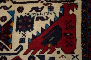 Cream Vintage Tribal Pictorial 3X4 Abadeh Persian Oriental Rug