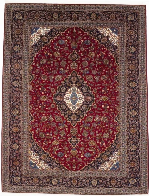 Vintage Red Traditional 10X13 Kashan Persian Rug