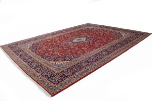 Vintage Red Traditional 9'7X13'6 Kashan Persian Rug