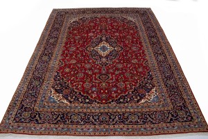Vintage Red Traditional 9'7X13'6 Kashan Persian Rug