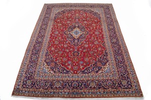 Vintage Red Traditional 9'7X13'6 Kashan Persian Rug