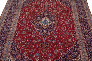 Vintage Red Traditional 9'7X13'6 Kashan Persian Rug