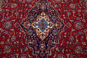Vintage Red Traditional 9'7X13'6 Kashan Persian Rug