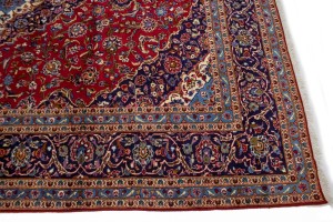Vintage Red Traditional 9'7X13'6 Kashan Persian Rug