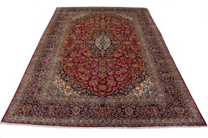 Vintage Red Traditional 10X14 Kashan Persian Rug