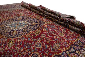 Vintage Red Traditional 10X14 Kashan Persian Rug