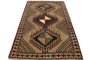 Khaki Tribal 4X7 Ghoochan Persian Oriental Rug