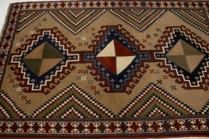 Khaki Tribal 4X7 Ghoochan Persian Oriental Rug