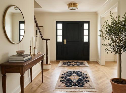 Dark Navy & Cream Traditional 2X3 Pair of Tabriz Persian Rugs