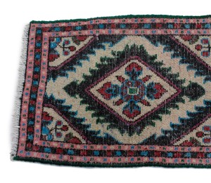 Cream & Pink Tribal 1X2 Hamedan  Persian Rug