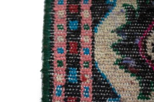 Cream & Pink Tribal 1X2 Hamedan  Persian Rug