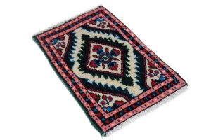Cream & Pink Tribal 1X2 Hamedan  Persian Rug