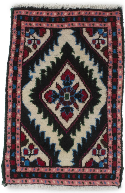 Cream & Pink Tribal 1X2 Hamedan  Persian Rug