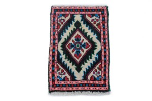 Cream & Pink Tribal 1X2 Hamedan  Persian Rug
