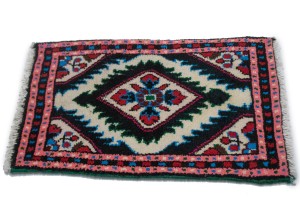 Cream & Pink Tribal 1X2 Hamedan  Persian Rug