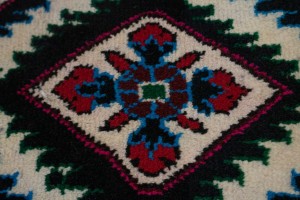 Cream & Pink Tribal 1X2 Hamedan  Persian Rug