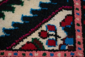 Cream & Pink Tribal 1X2 Hamedan  Persian Rug