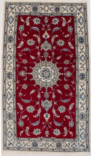 Red Classic Floral 4X7 Nain Kashmar Persian Oriental Rug