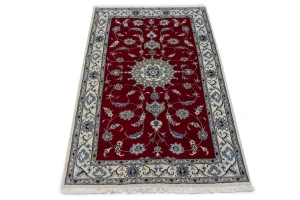 Red Classic Floral 4X7 Nain Kashmar Persian Oriental Rug