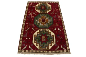 Red Tribal 4X6 Ghoochan Persian Rug