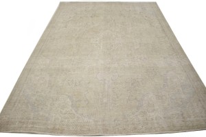 Muted Traditional Floral 7X10 Distressed Tabriz Persian Rug