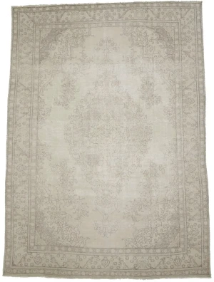 Muted Traditional Floral 8X11 Distressed Tabriz Persian Rug