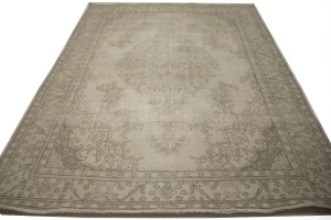 Muted Traditional Floral 8X11 Distressed Tabriz Persian Rug