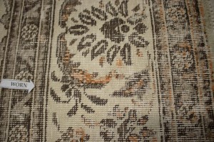 Traditional Floral Distressed 10X13 Muted Tabriz Persian Rug