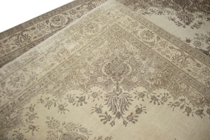 Traditional Floral Distressed 10X13 Muted Tabriz Persian Rug
