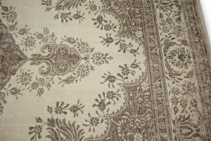 Traditional Floral Distressed 10X13 Muted Tabriz Persian Rug