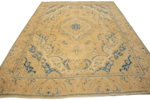 Antique Traditional Muted Beige 9X12 Tabriz Persian Rug