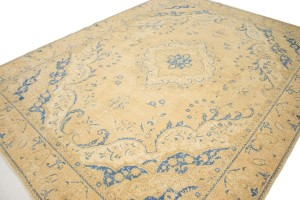 Antique Traditional Muted Beige 9X12 Tabriz Persian Rug