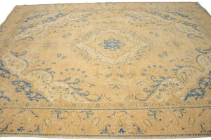 Antique Traditional Muted Beige 9X12 Tabriz Persian Rug