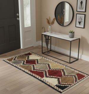 Vintage Multicolored Tribal Geometric 2X5 Gabbeh Persian Rug