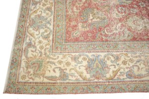 Antique Muted Distressed Floral 9'7X12'6 Tabriz Persian Rug
