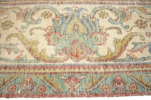 Antique Muted Distressed Floral 9'7X12'6 Tabriz Persian Rug