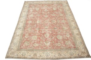 Antique Muted Distressed Floral 9'7X12'6 Tabriz Persian Rug