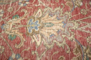 Antique Muted Distressed Floral 9'7X12'6 Tabriz Persian Rug
