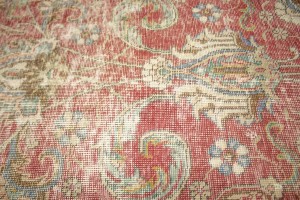 Antique Muted Distressed Floral 9'7X12'6 Tabriz Persian Rug