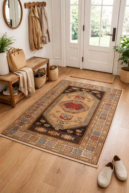 Semi Antique Tribal Geometric 4X6 Ghoochan Persian Rug