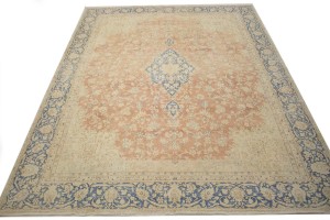 Antique Muted Distressed Floral 9'6X11'9 Kerman Persian Rug