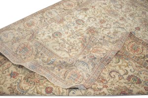 Antique Muted Floral Traditional 9X13 Tabriz Persian Rug