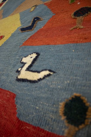 Multicolored Tribal Pictorial 4X5 Shiraz Kilim Persian Rug