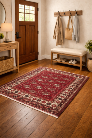 Semi Antique Tribal Red 4X5 Turkoman Persian Rug